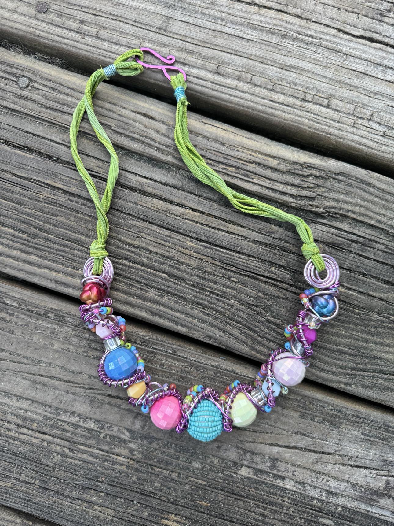 Bubblegum Baubles Bib Silk Necklace ~ One of a Kind
