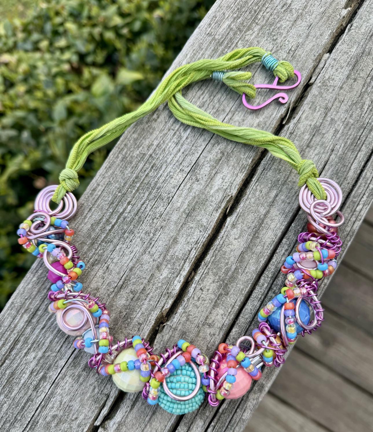 Bubblegum Baubles Bib Silk Necklace ~ One of a Kind